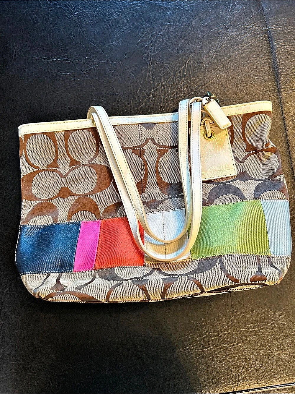 Coach Signature Stripe Tote Signature Canvas Multicolor Tote